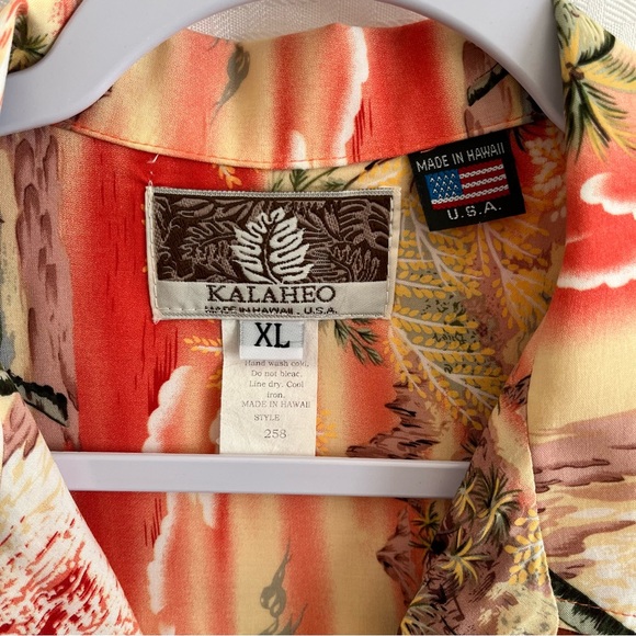 Kalaheo Vintage Hawaiian Orange Tropical Short Sleeve Button Up Shirt Size XL - Picture 3 of 8